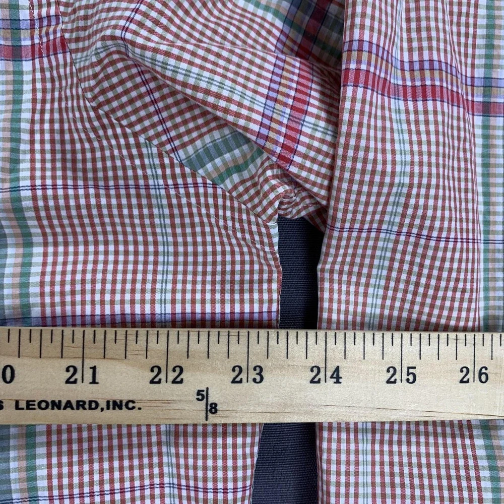 VTG Polo Ralph Lauren Shirt Men LG Pink Madras Plaid Button Down Long Sleeve 90s